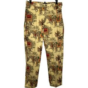 Cyle & Chloe Elephant Palm Tree Print Chino Dress Pants Size 8 India Beige
